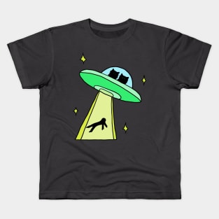 cat alien abduction Kids T-Shirt